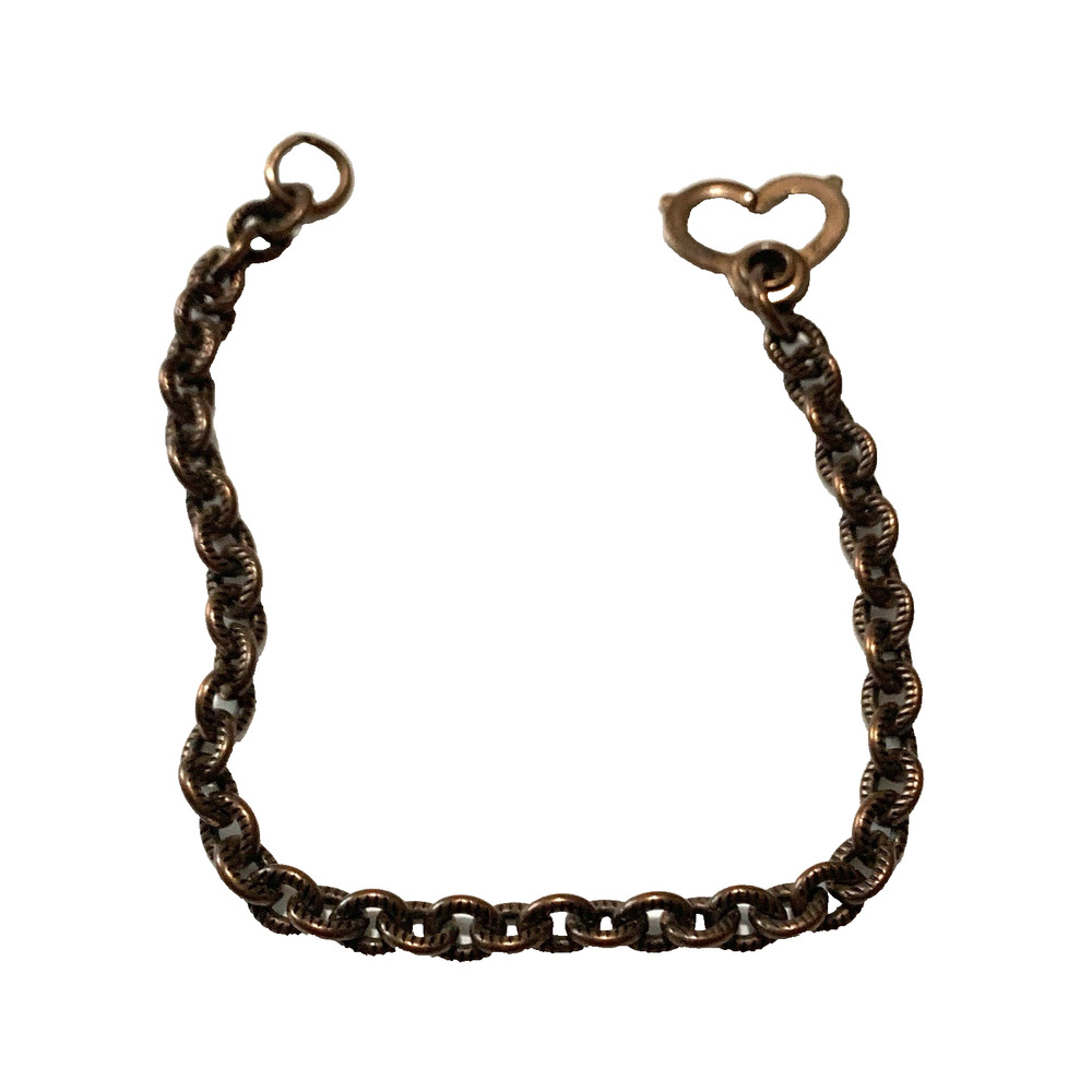 Vintage Copper Textured Chain Link Bracelet 6.75" Signed Dainty